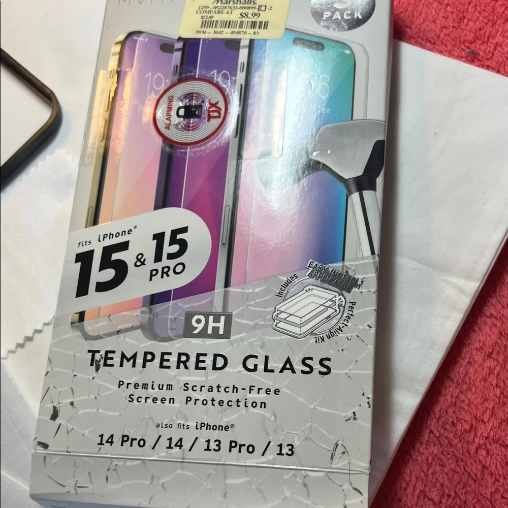 Tempered Glass Screen Protector for iPhone 15 pro 14 Pro/13 Pro - Black Frame